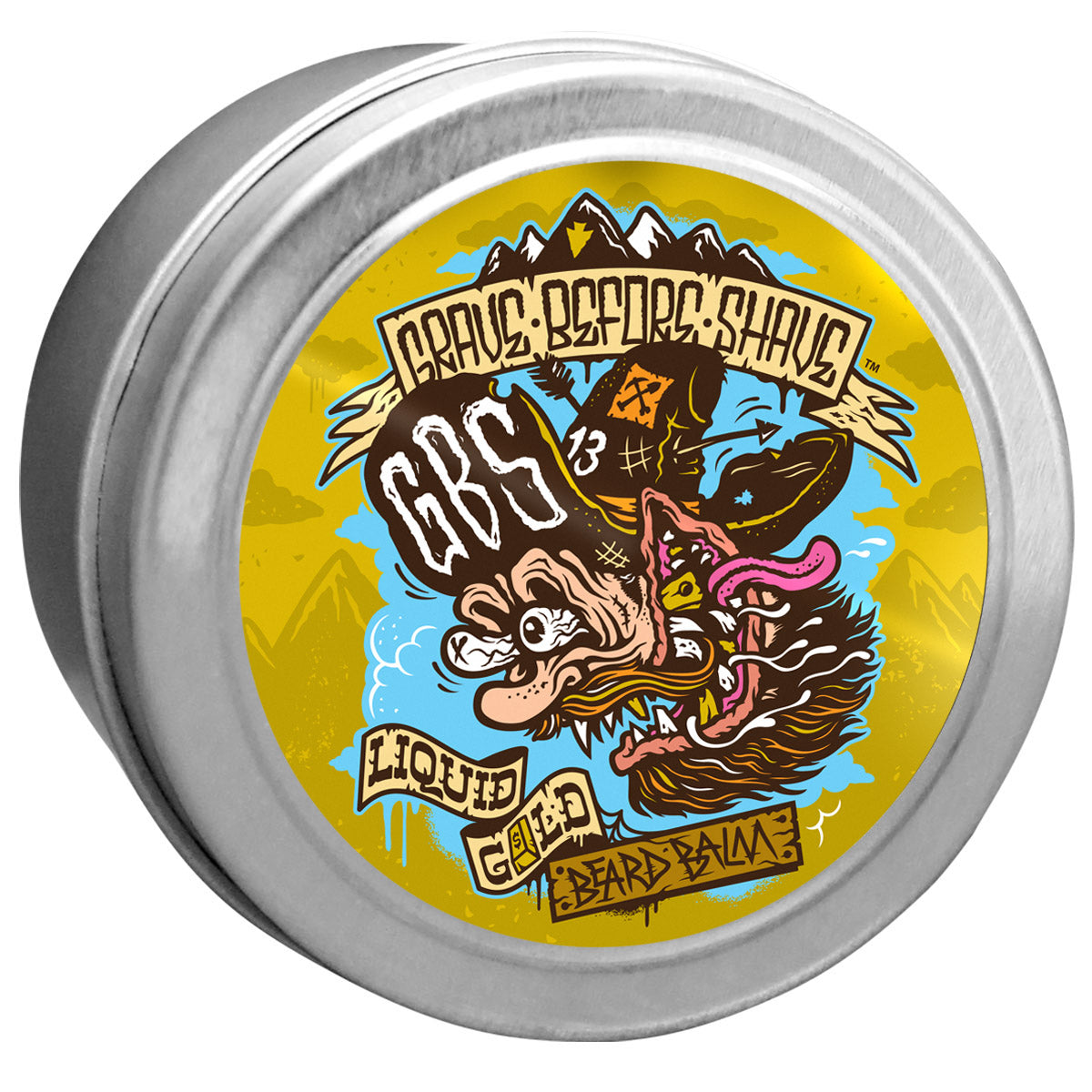 Grave Before Shave Beard Balm – 4 oz – 4OZ LIQUID GOLD BALM ANGLE product view
