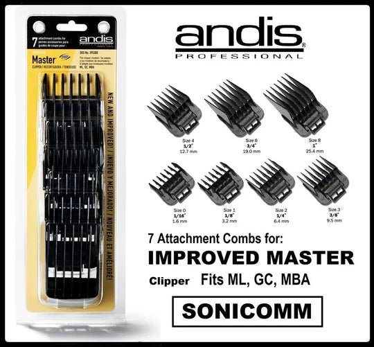 Andis 7 Piece Clipper Attachment Comb Set Professional Guide Guards