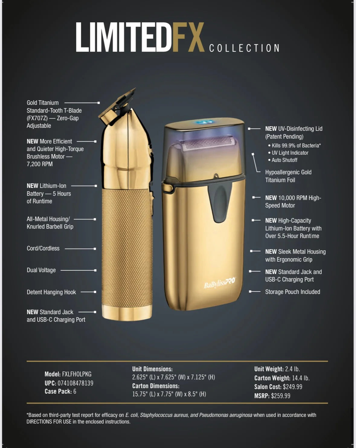 BaBylissPRO GoldFX trimmer and UVFoil single shaver combo