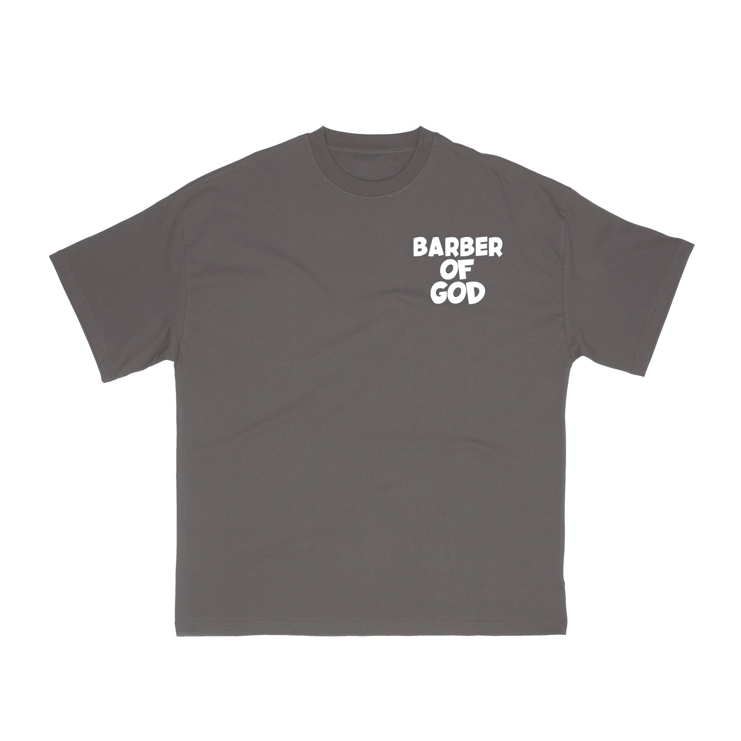 Barber Of God vintage grey heavyweight t-shirt with white graphic