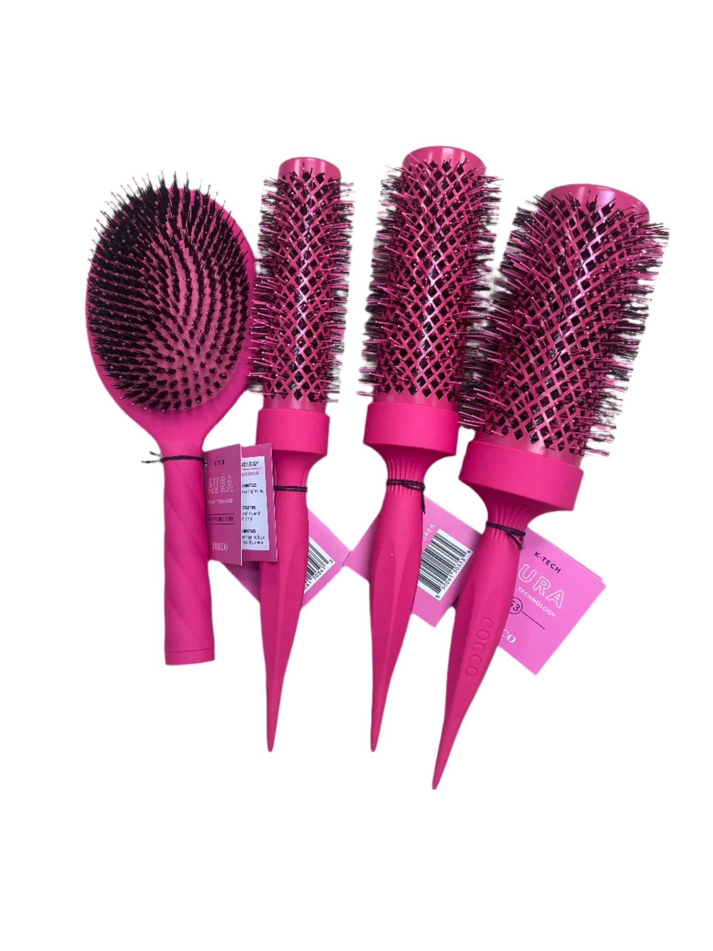 Cocco Aura Brush Set – Pink | Graphene Ceramic Round & Paddle Brush for Professional Styling