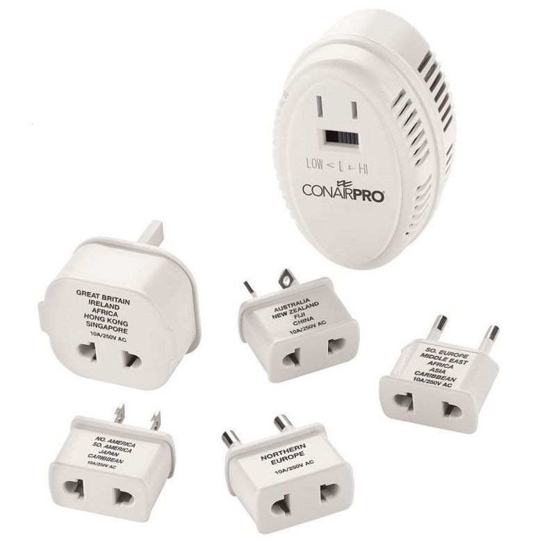 ConairPRO Dual Voltage International Plug Adapter Converter Set