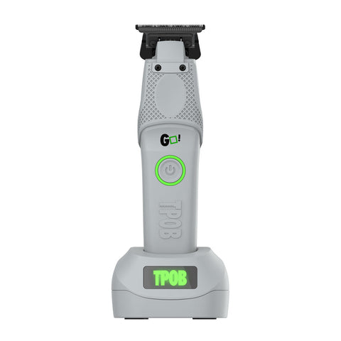 TPOB GO TP1067 Playstation Grey trimmer front view on charging stand