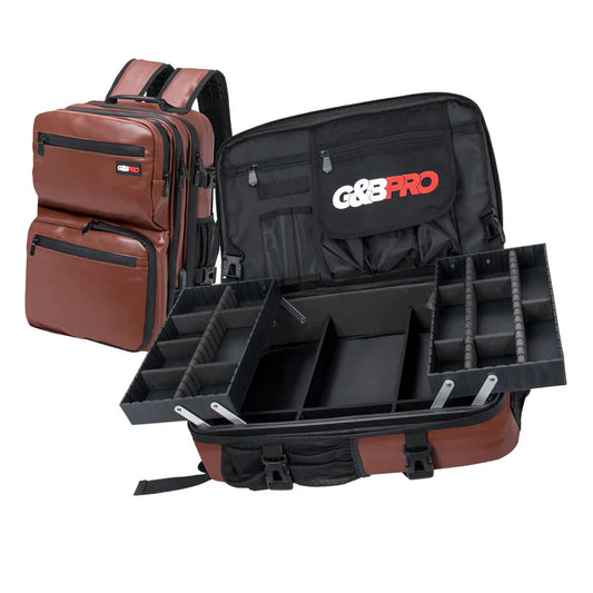G&B Pro Premium Leather Mobile Station Brown Backpack