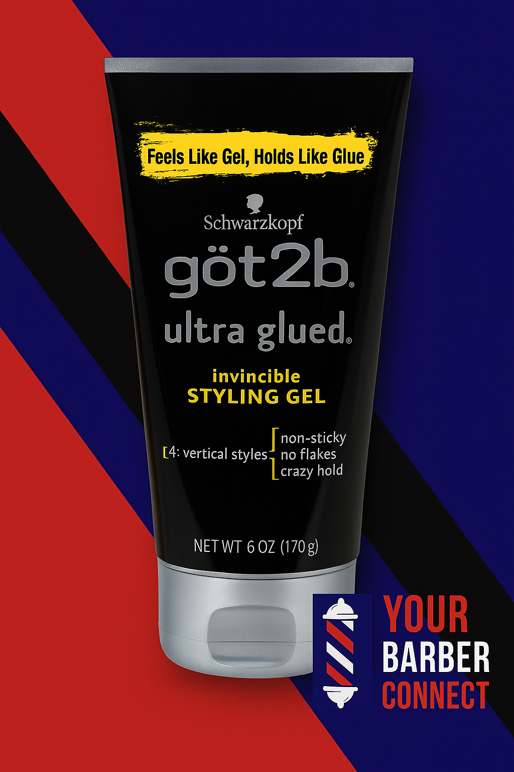 Got2b Glued Ultra Styling Gel 6oz strong hold hair styling gel