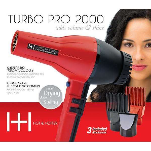 Hot & Hotter Turbo Pro 2000 Hair Dryer #5839 Professional Ceramic Hair Dryer