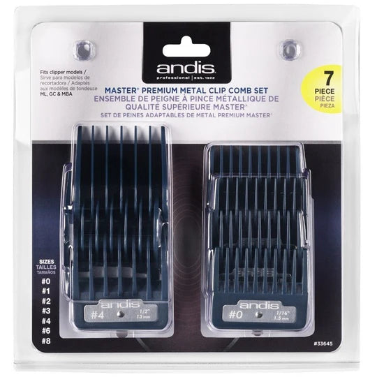 ANDIS MASTER PREMIUM METAL CLIP 7 PCS GUIDE # 33645