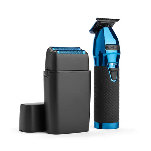 BABYLISSPRO LIMITED FX BLACK & BLUE CORD/CORDLESS TRIMMER & DOUBLE FOIL SHAVER SET # FXDUOFS2TBL