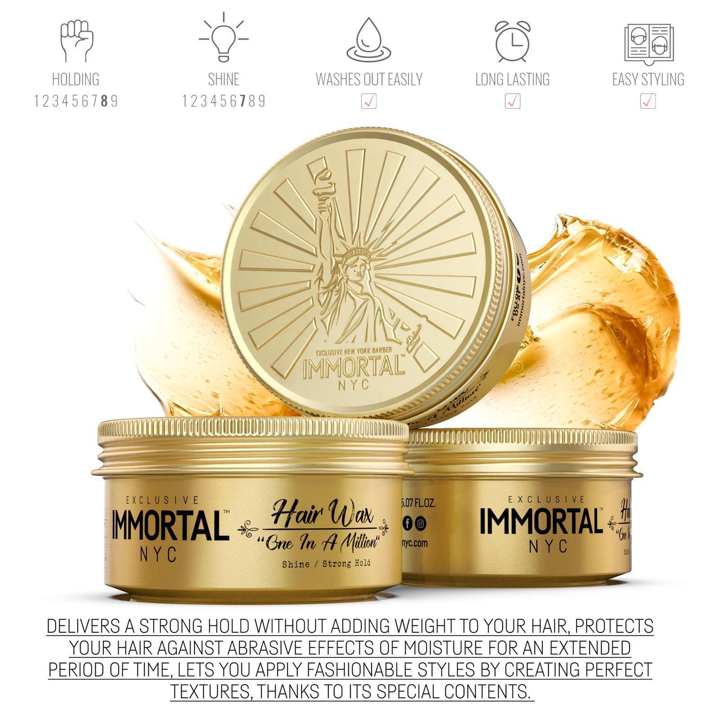 Immortal One In A Million Hair Wax 5.07oz – Strong Hold Styling Wax