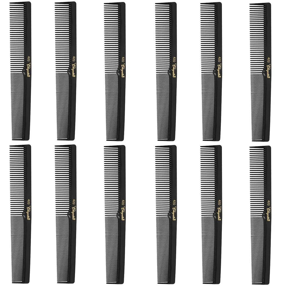 Krest Cleopatra Styling Comb #420 Black Flat Back Styler 12 Pack