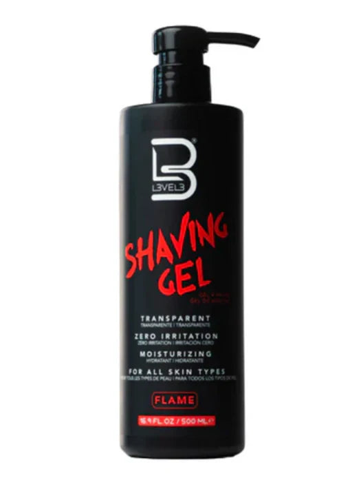 L3VEL3 Flame Shave Gel 500ml transparent barber shaving gel
