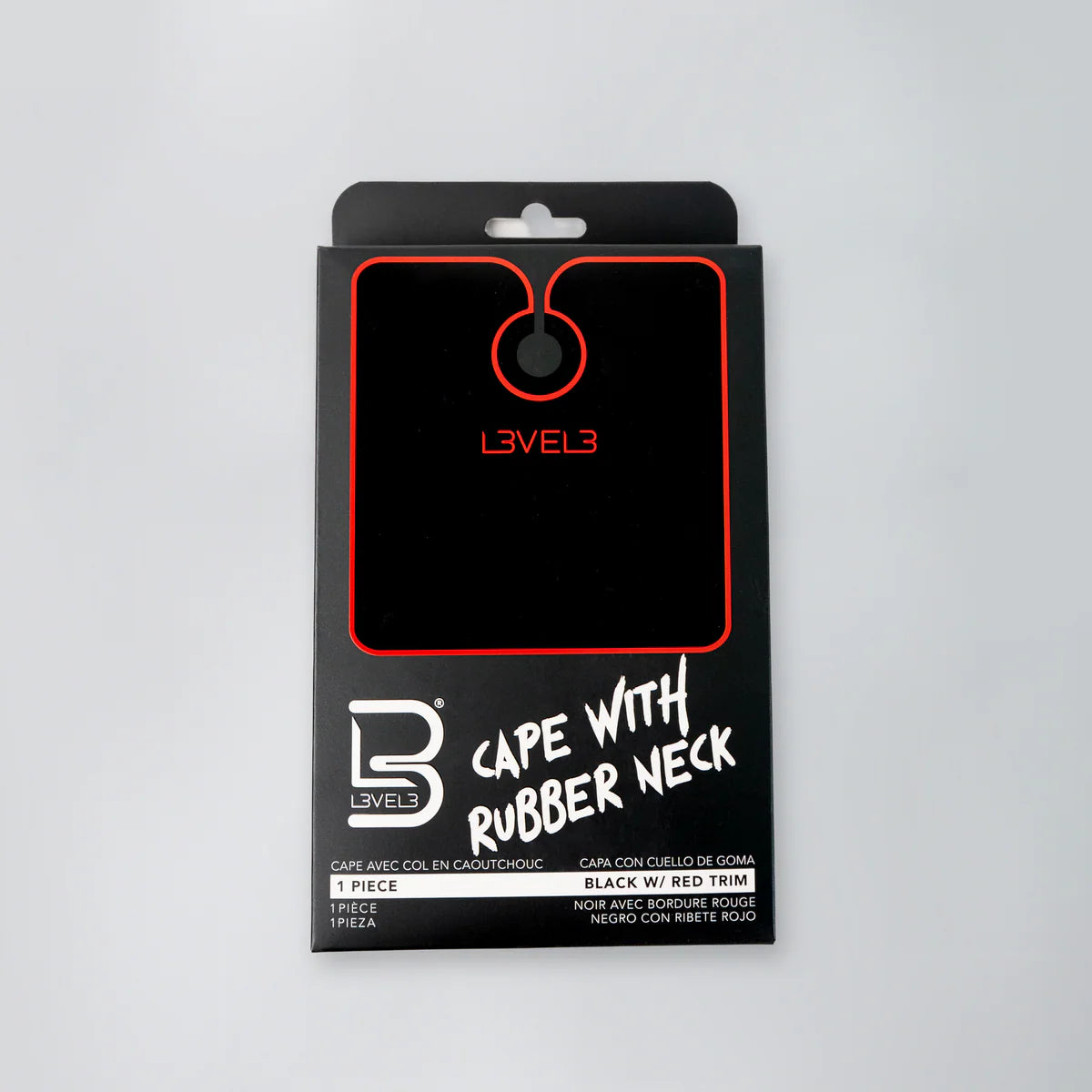 L3VEL3 Rubber Neck Barber Cape Black Red Waterproof Cutting Cape