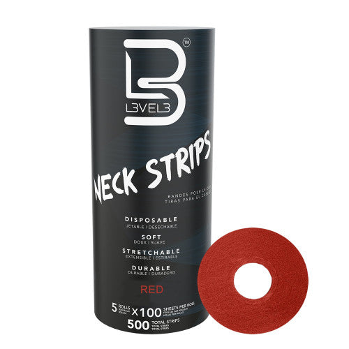 L3vel3 Neck Strips - Red - 5 Rolls 100 strips/Roll