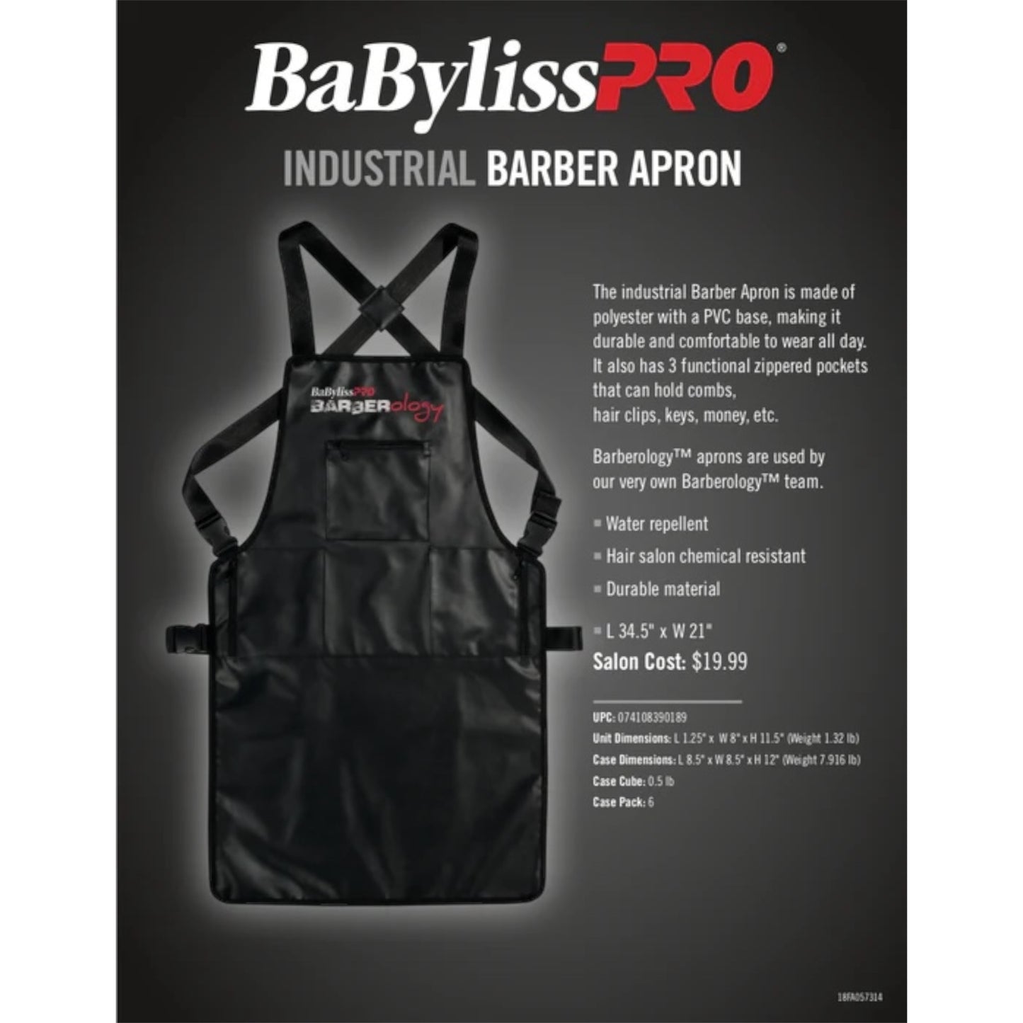 BABYLISSPRO BARBEROLOGY™ INDUSTRIAL BARBER APRON #BBAPRON