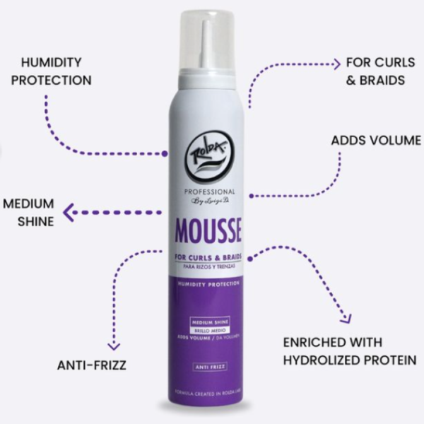 Rolda Hair Mousse for Curly Hair & Braids – Medium Hold, Frizz Control