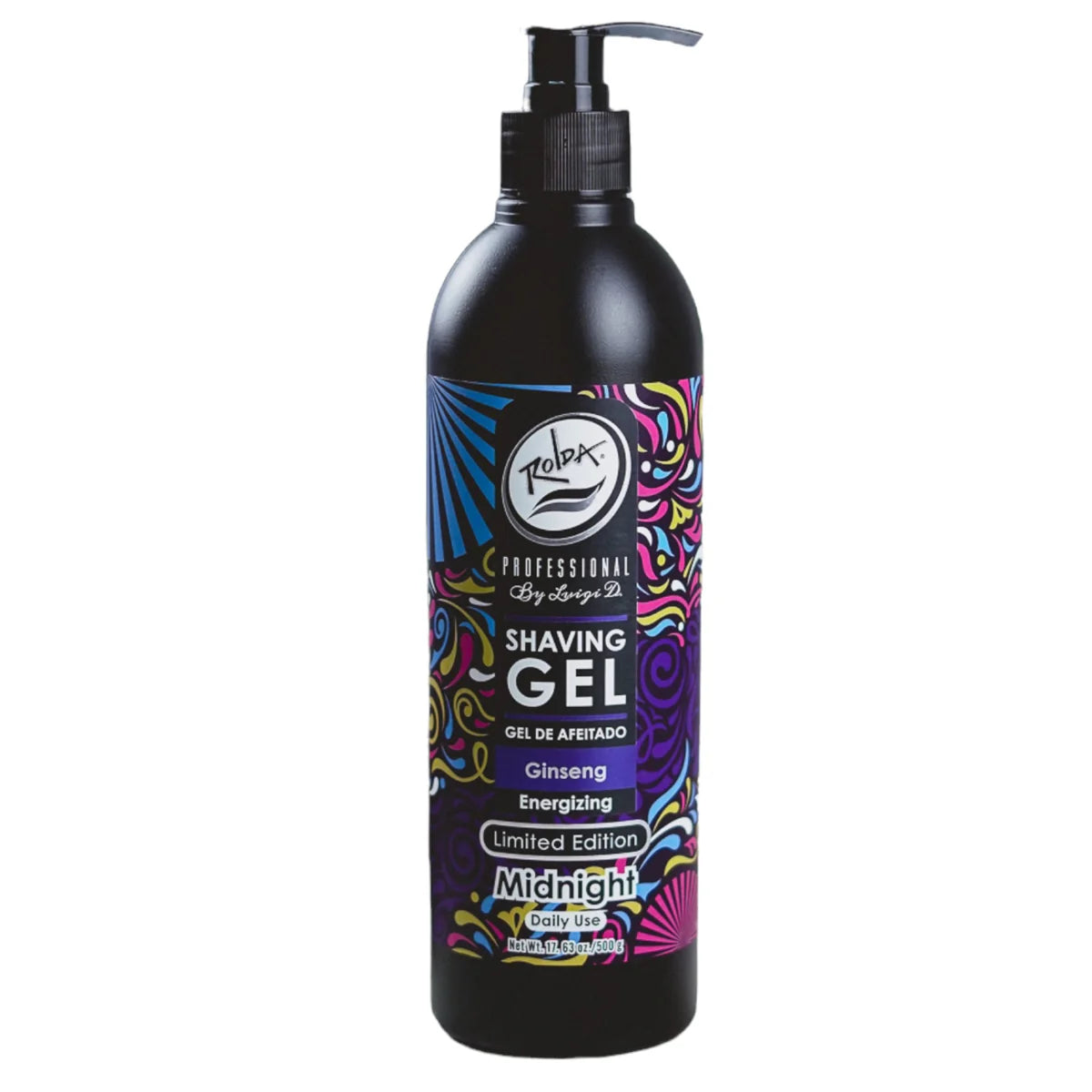 Rolda Midnight Ginseng Shave Gel 17.63oz – Sensitive Skin, Clear Gel