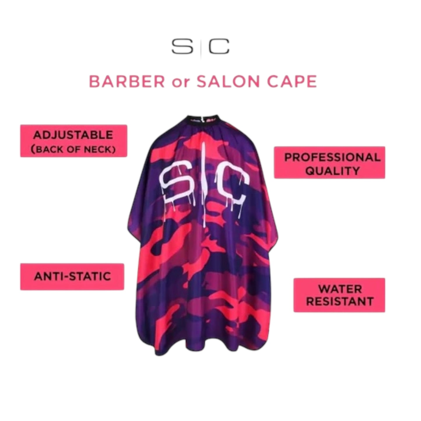 STYLECRAFT RADIOACTIVE BARBER & STYLIST CAPE - PINK CAMO