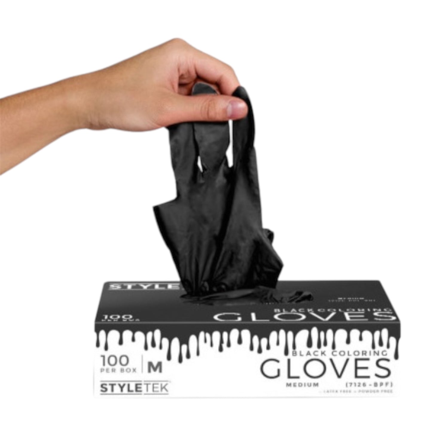STYLETEK BLACK POWDER FREE VINYL GLOVES