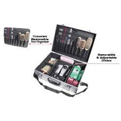 Scalpmaster aluminum barber case lockable silver storage