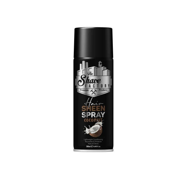 Shave Factory Hair Sheen Spray 500ml – Coconut, Vitamin E & Aloe