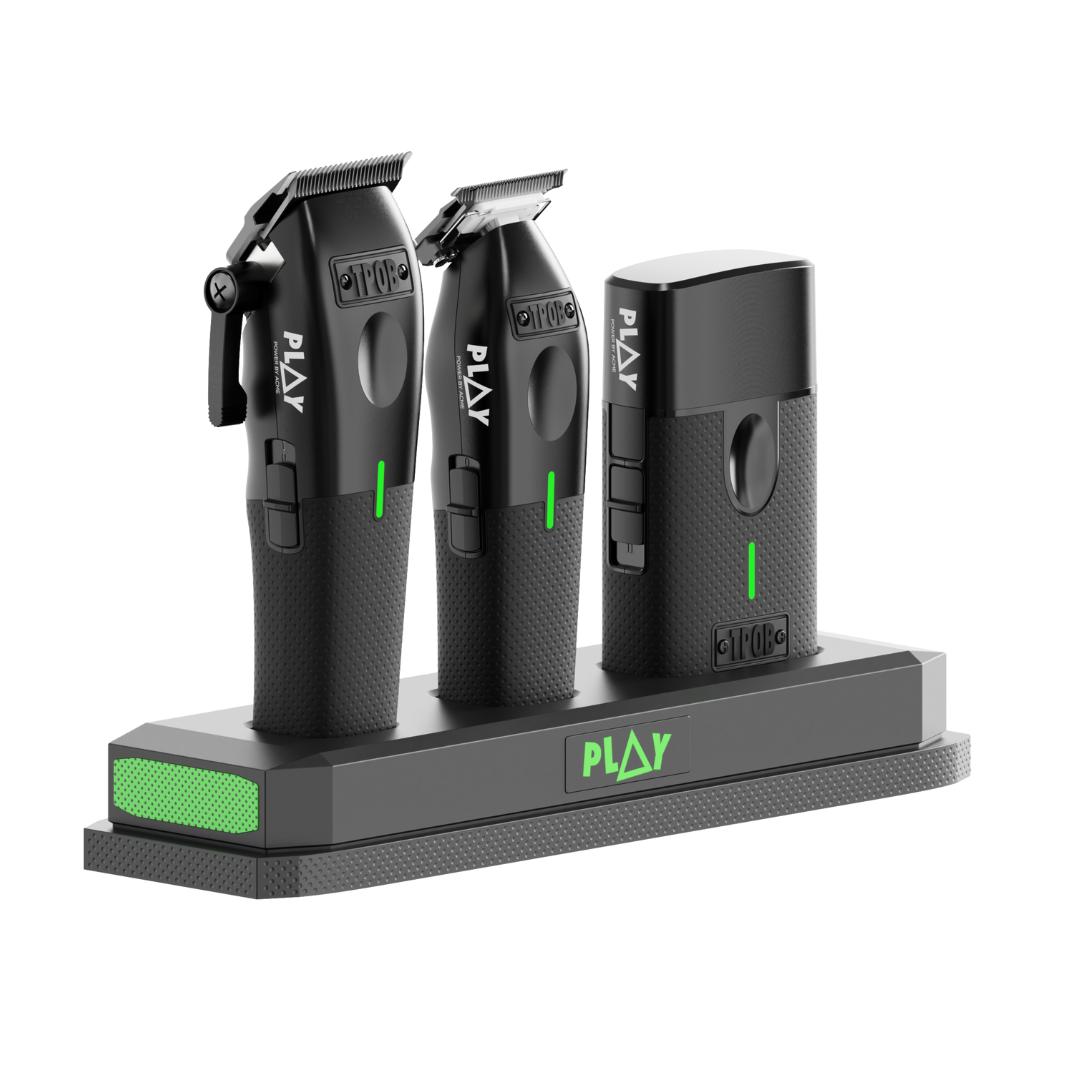 TPOB PLAY 3 Way Power Pod Black charging stand barber dock