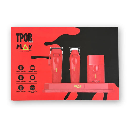 TPOB Play Mini Red bundle clipper trimmer shaver kit with stand