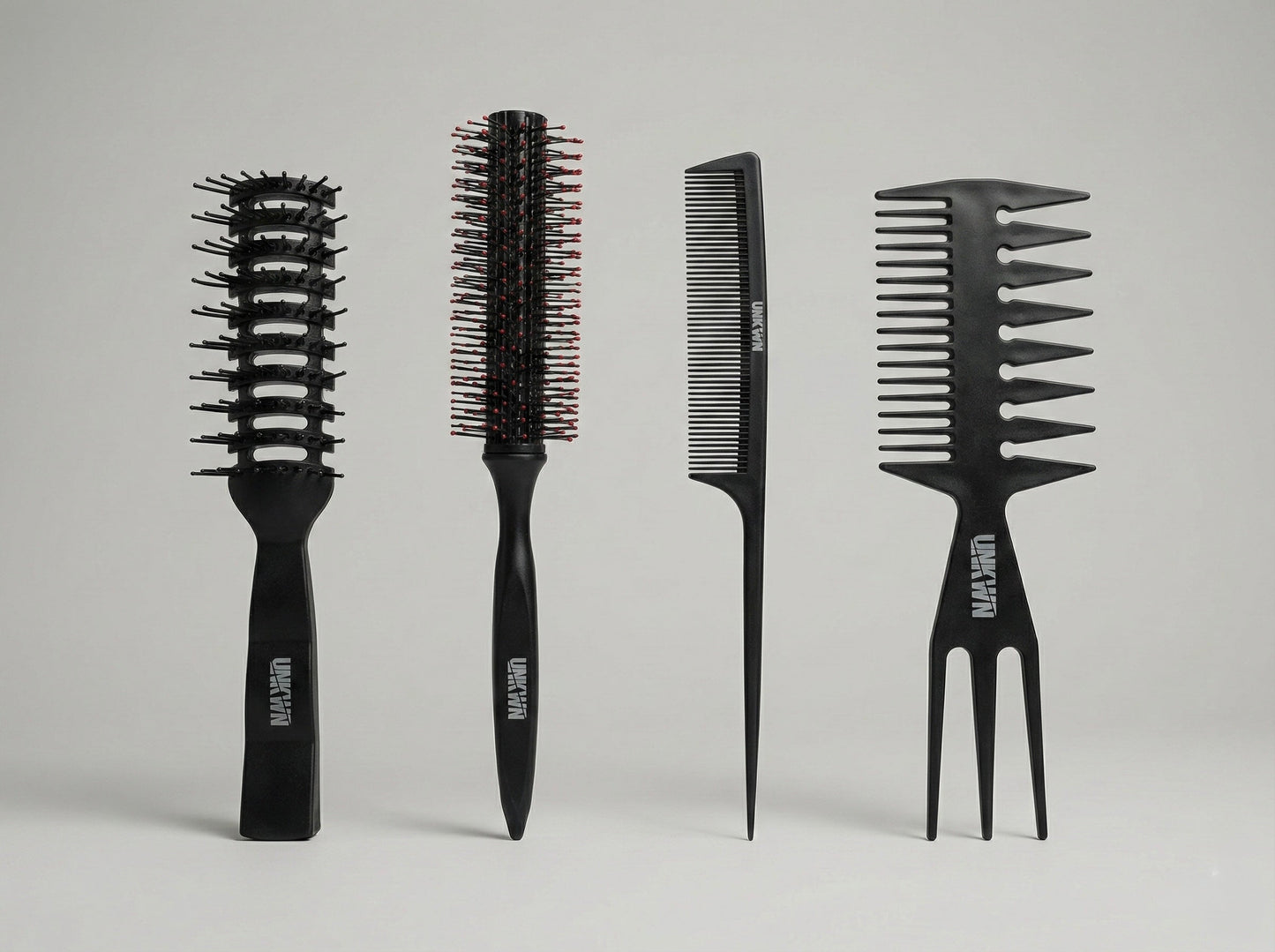 UNKWN 4-Piece Professional Styling Combs and Brush Set