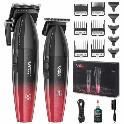 VGR V-640S2 Pro Clipper & Trimmer Combo – Red