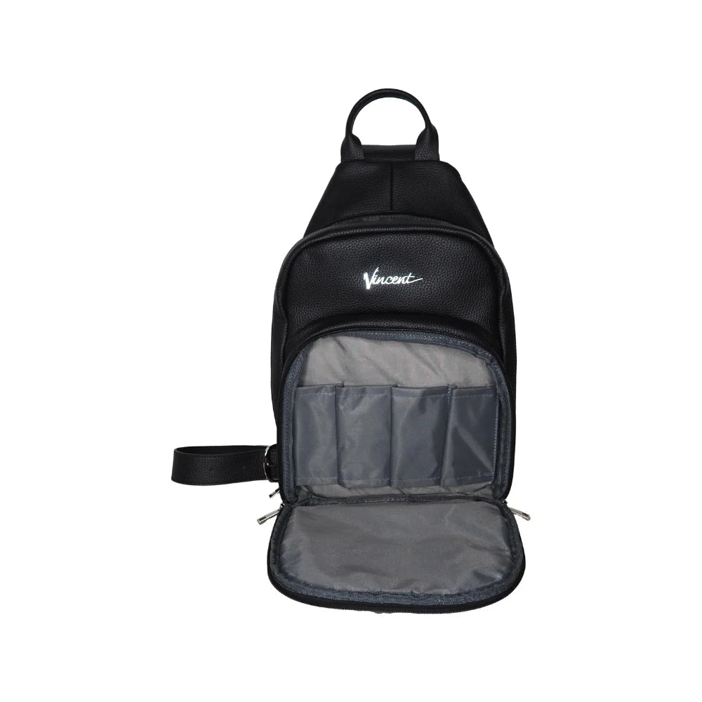 Vincent black leather barber shoulder bag tool storage