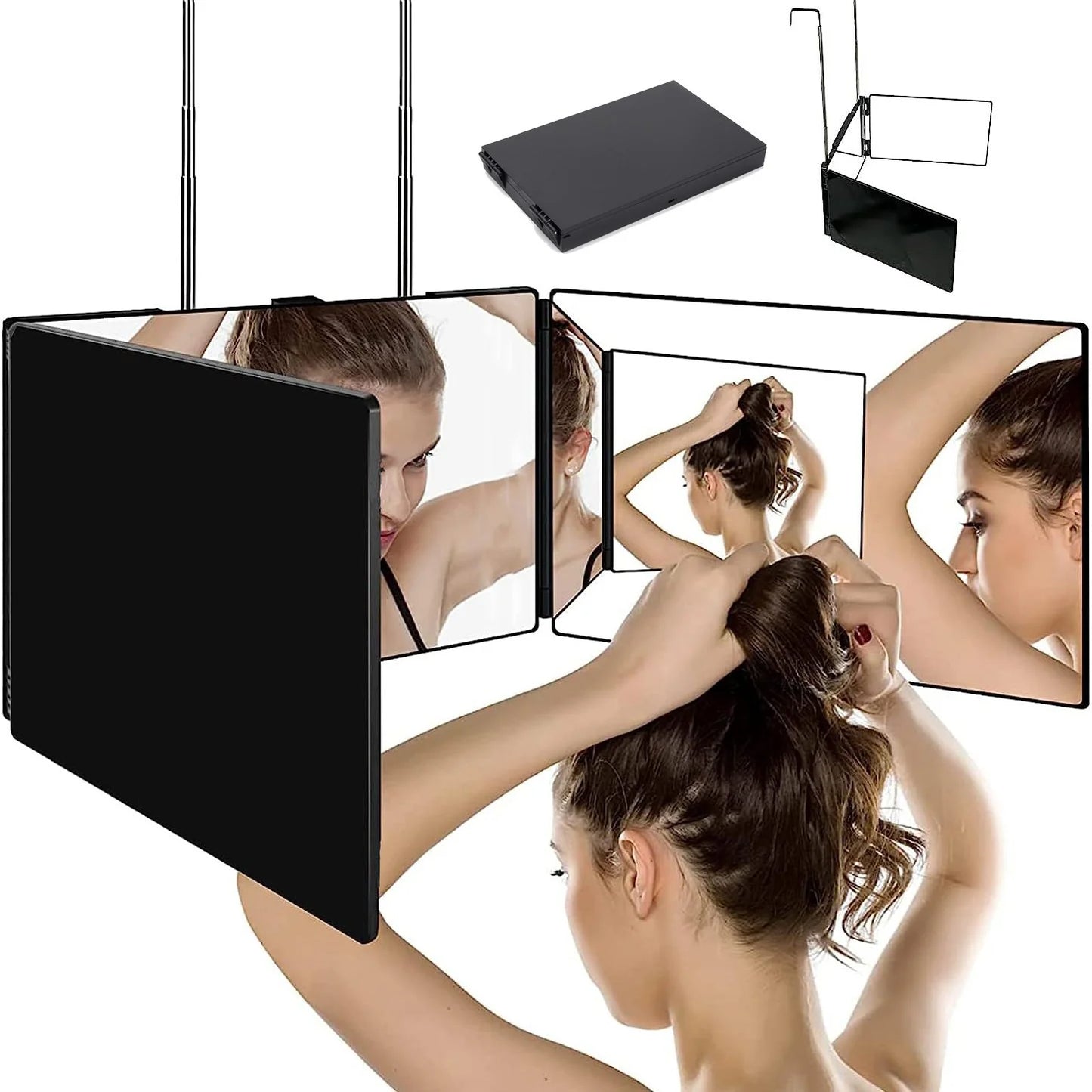 YBC Three-Sided Adjustable 360 Mirror for Self Haircuts