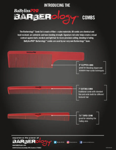 BaByliss PRO Barberology Comb Set # BCOMBSET3