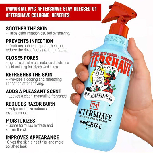 IMMORTAL STAY BLESSED 01 AFTERSHAVE COLOGNE 16.9OZ