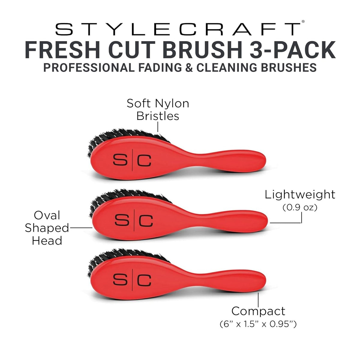StyleCraft red Fresh Fade Brush 3-pack product view