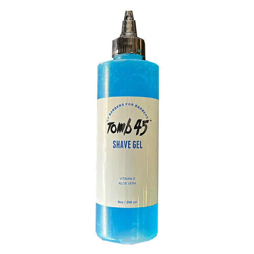 Tomb45 Clear Shave Gel blue 8 oz bottle front view