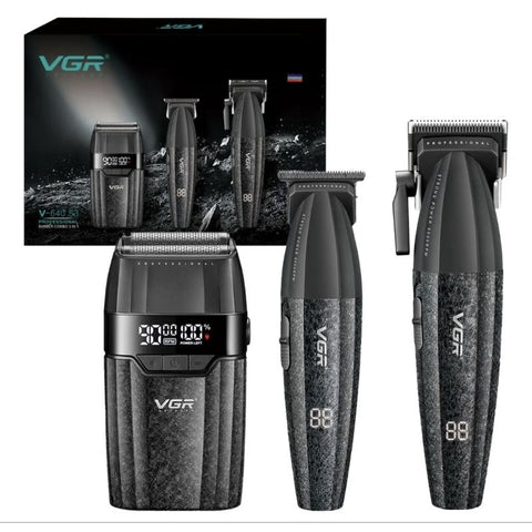 VGR V-640S3 Pro Clipper Trimmer Shaver Trio – Black