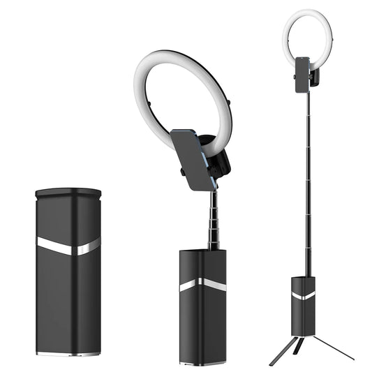 10 Inch Foldable Storage Wireless Selfie Ring Light with Tripod & Remote Control – Portable LED Fill Light