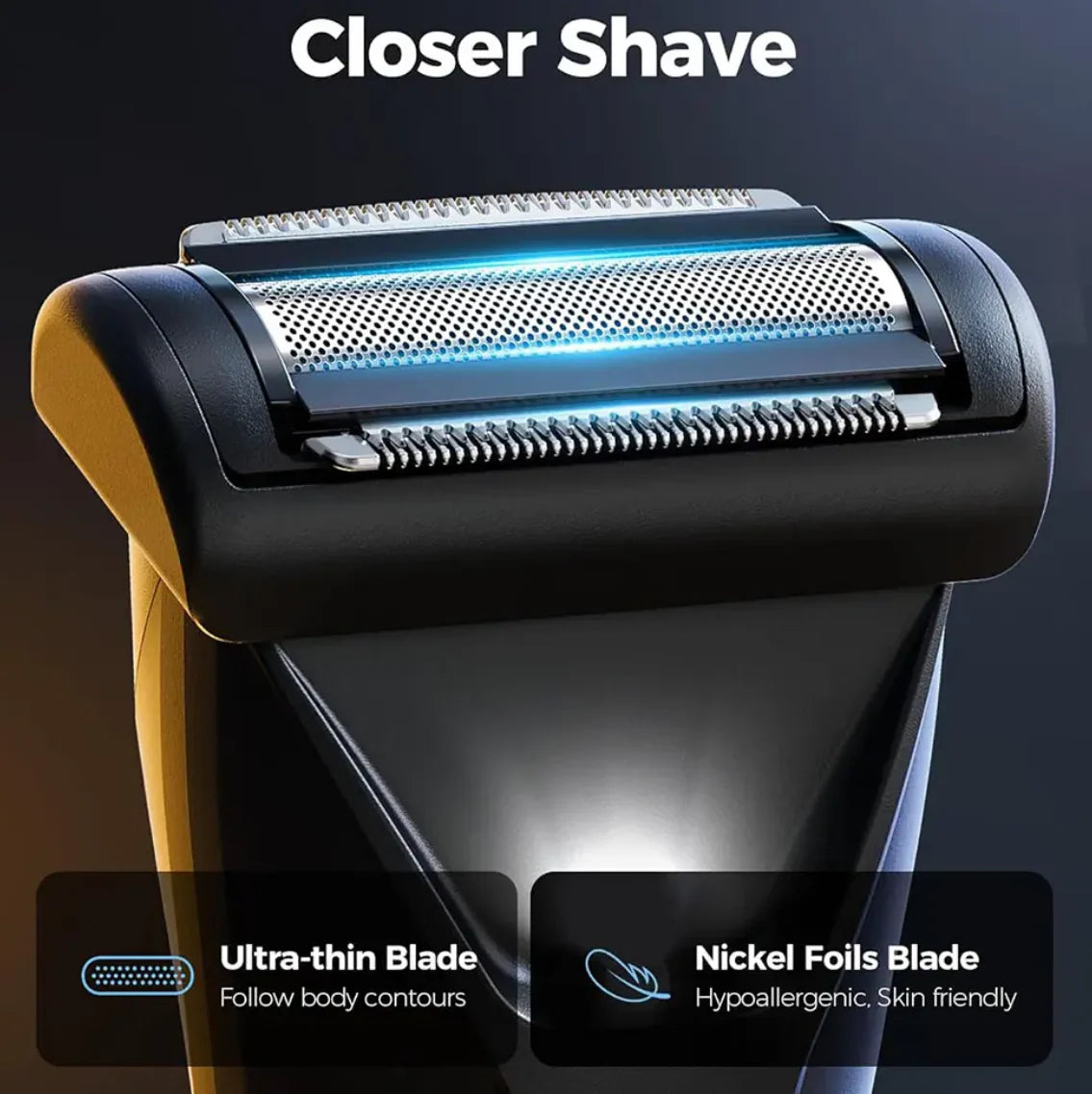 2-in-1 Body Hair Trimmer for Men with Ceramic and Stainless Steel Blades
