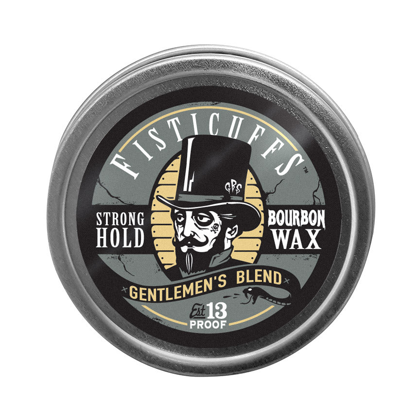 Fisticuffs Gentlemen's Blend strong hold mustache wax closed tin