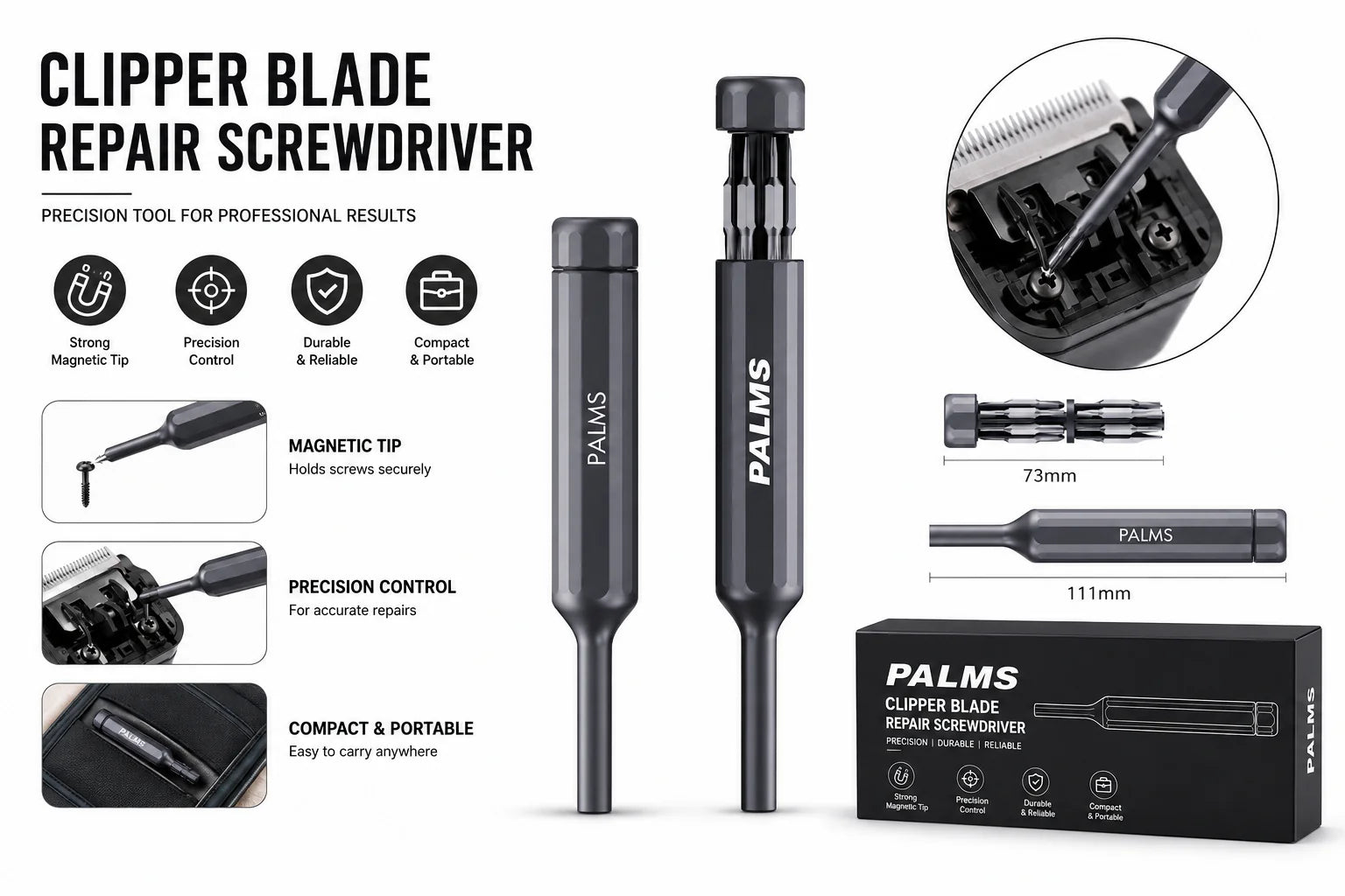 27pc Clipper Repair Screwdriver Set Magnetic Multi Bit Barber Tool