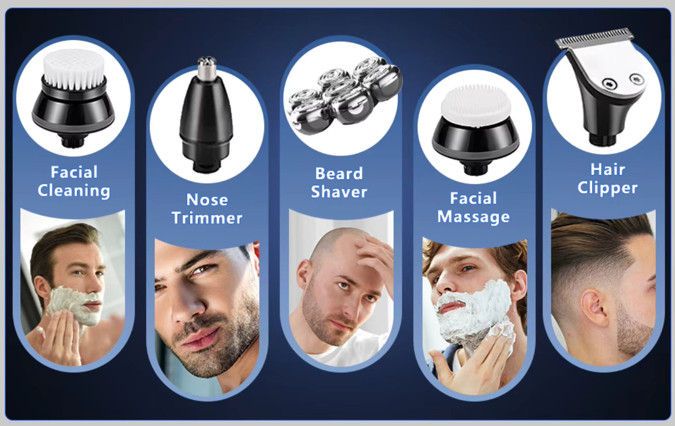 7-in-1 Waterproof Rotary Electric Shaver Grooming Kit for Men