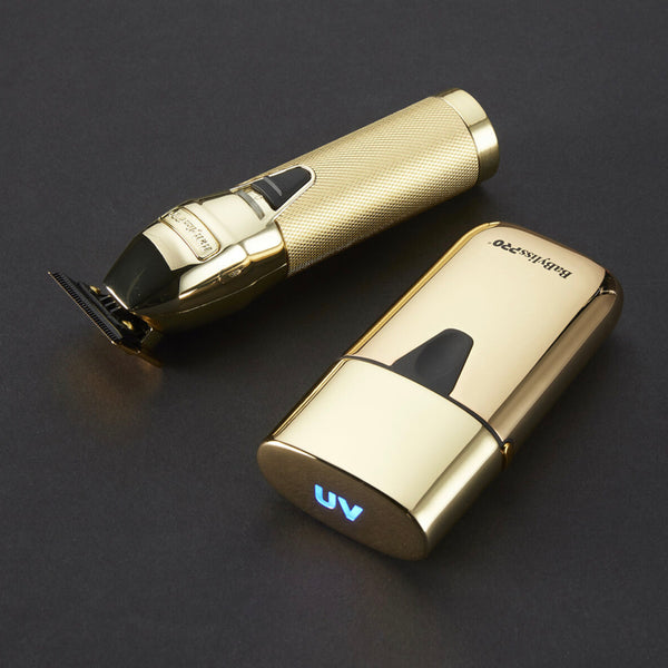 BaBylissPRO Limited Edition GoldFX Trimmer & UVFoil Shaver Combo – 10,000 RPM Power & UV Disinfection