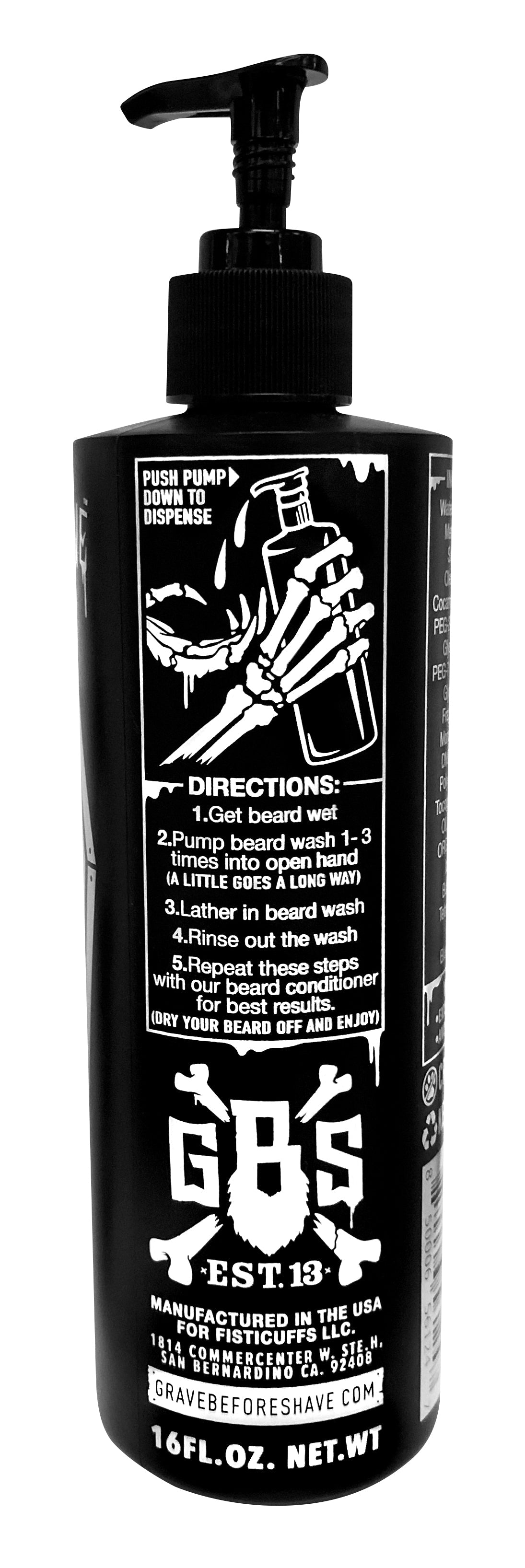 Grave Before Shave Beard Wash – 16 oz Pump – AMAZON16OZBIGBEARDWASHSIDE1 product view