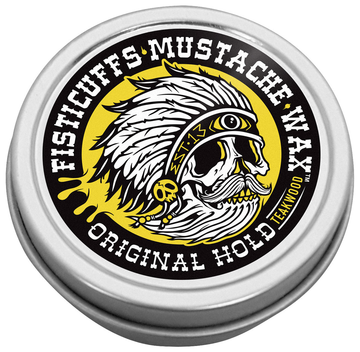 Fisticuffs Teakwood Original Hold Mustache Wax – AMAZON2022TEAKWOODWAXROUNDCLOSED product view