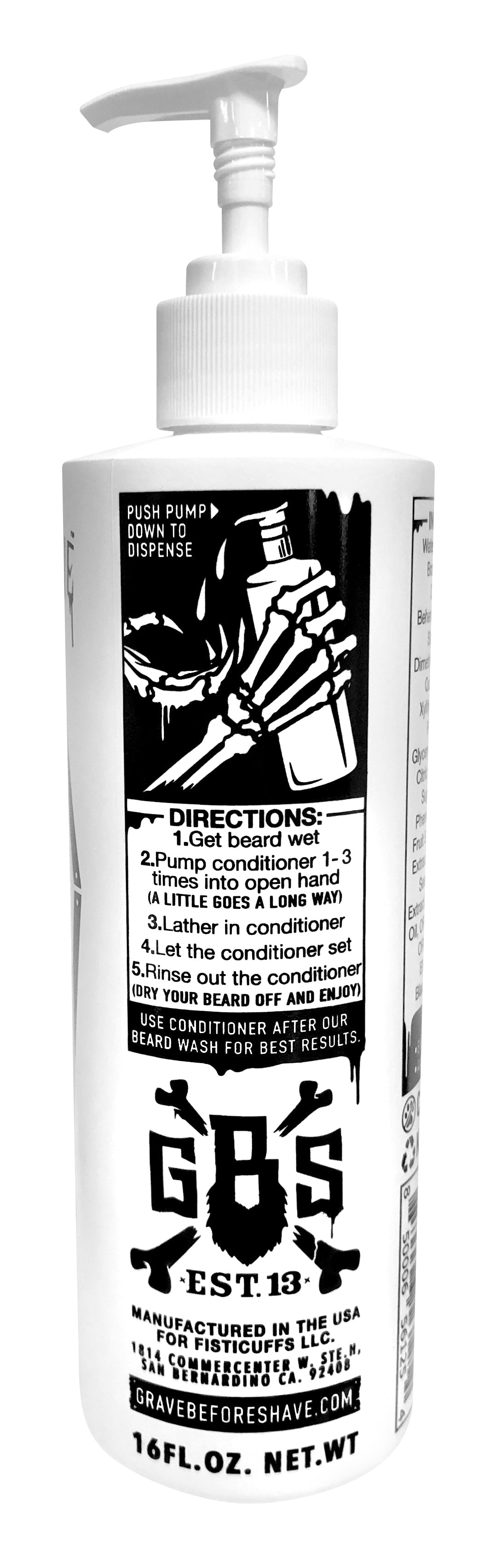 Grave Before Shave 16 oz beard conditioner side label view