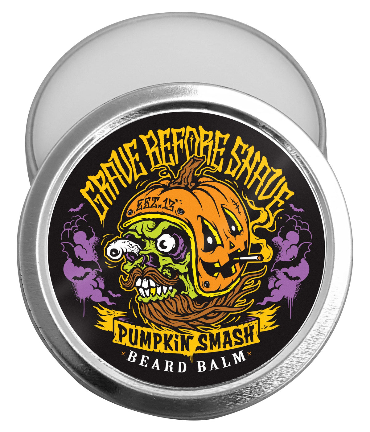 Grave Before Shave Beard Balm – 2 oz – AMAZONPUMPKIN SMASH balm open 1 product view