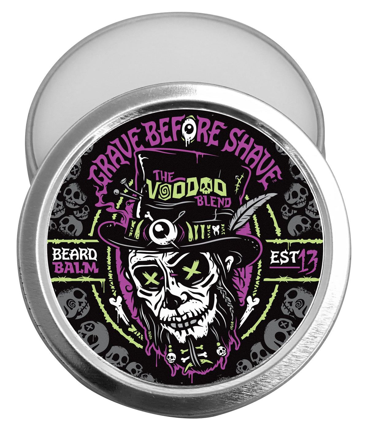 Grave Before Shave Beard Balm – 2 oz – 2024 VOODOO balm open 1 product view