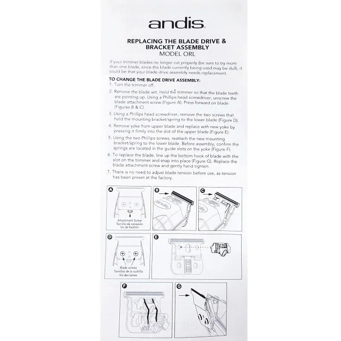 ANDIS PART REPLACEMENT BLADE DRIVE & BRACKET ASSEMBLY FITS MODEL ORL #20657