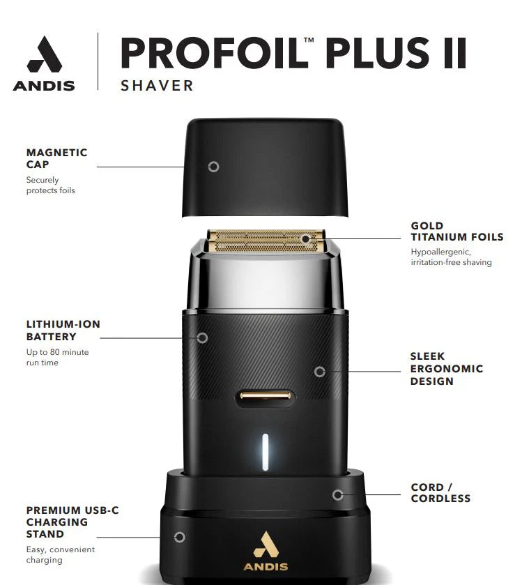Andis ProFoil Li Plus TS-3 cordless foil shaver gold titanium