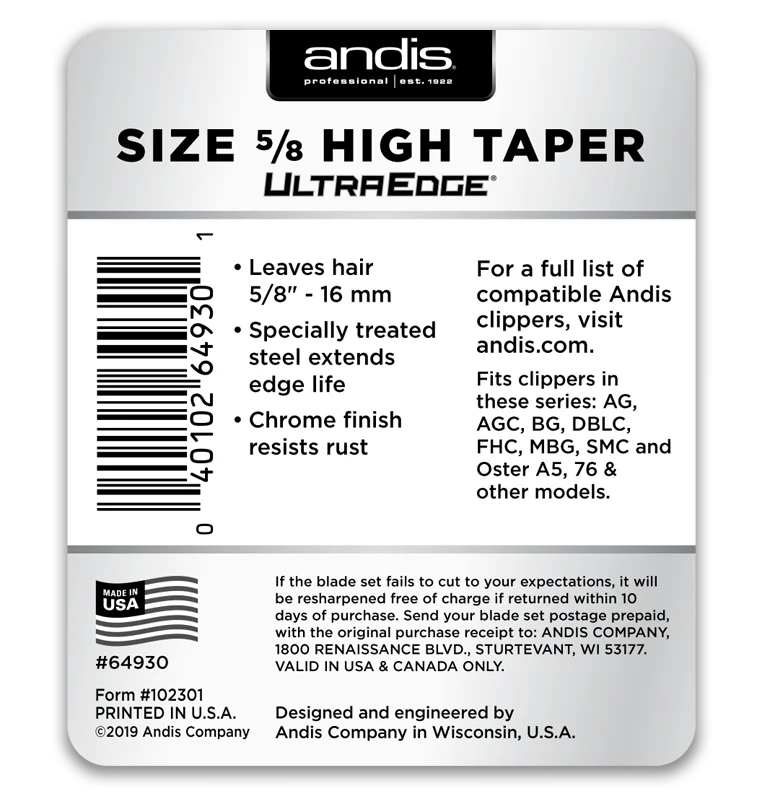 Andis UltraEdge 5/8HT detachable clipper blade 5/8 inch