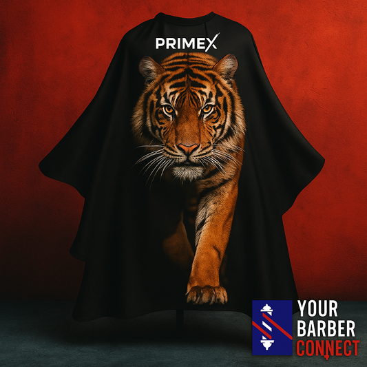 Annie PrimeX Premium Barber Cape Tiger – luxury XL barber cape